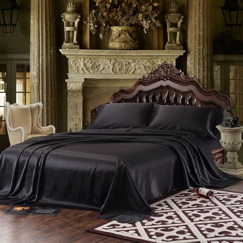 Satin Luxury Bedding Sheet Set Black Colour Scent&Sation New York Style ...