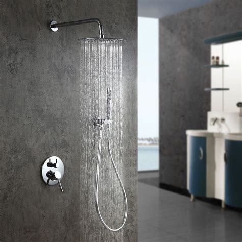 Modern 10" Wall Mounted Rain Shower System with Handheld Shower Set Solid Brass | Wall mount ...