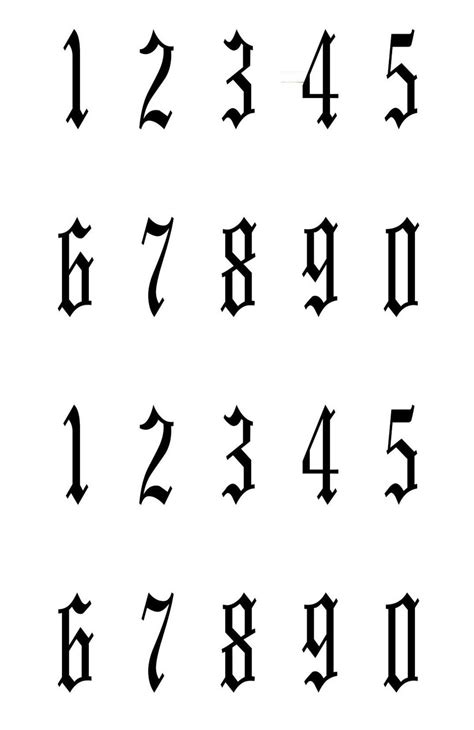 Tattoo Old English Numbers - Printable Calendars AT A GLANCE