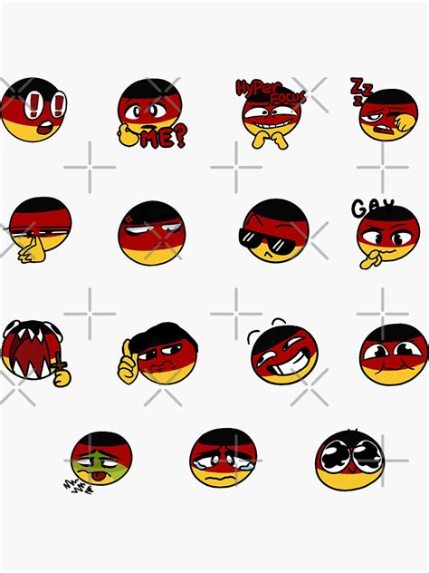 "countryballs face pack germany" Sticker for Sale by WilliamWoods35 | Redbubble