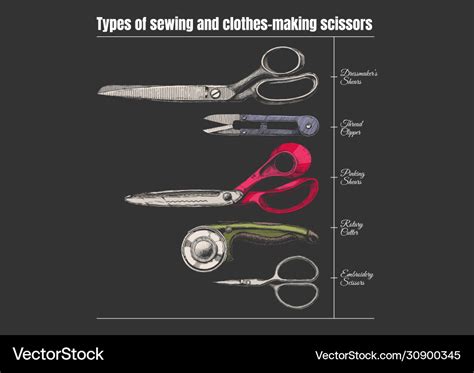 Types sewing and clothes-making scissors Vector Image