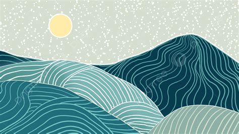 Japanese Wavy Lines Abstract Line Art Mountains Landscape Background, Waveline, Abstract ...