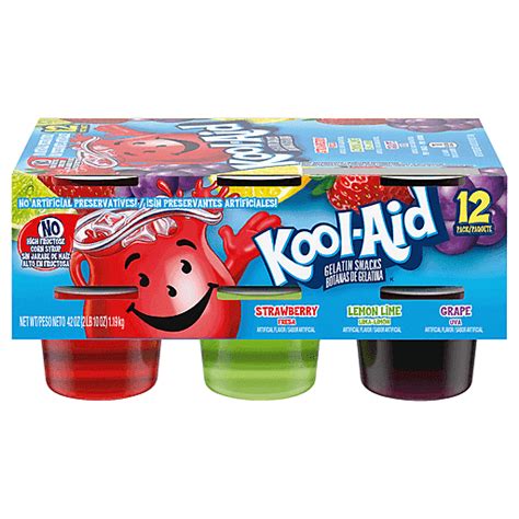 Kool Aid Gelatin Snacks, Strawberry/Lemon Lime/Grape, 12 Pack 12 Ea | Dairy | Jerry's IGA