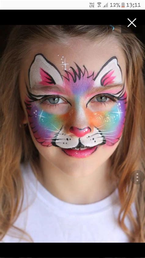 rainbow cat face paint inspiration not sure of source if you know let me know. | Girl face ...