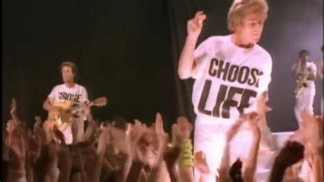 short sleeve t-shirt choose life, George Michael in the video for Wham wake me up before you go ...