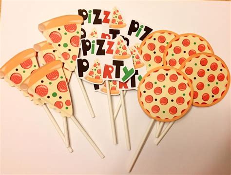 Pizza Theme Party Decorations, Cupcake Topper, Birthday Party, Pizza Party, Food Picks ...