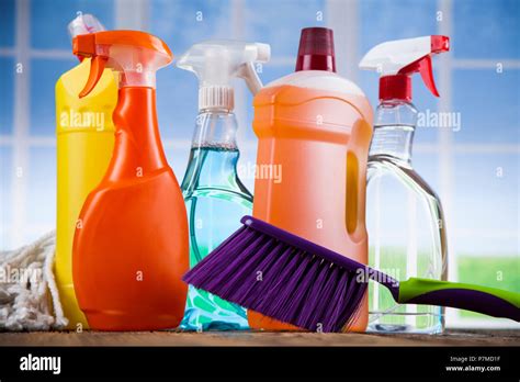 Assorted cleaning products Stock Photo - Alamy