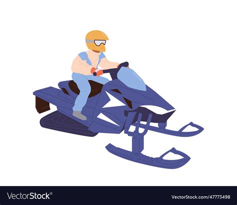 Man cartoon character riding snowmobile enjoying Vector Image