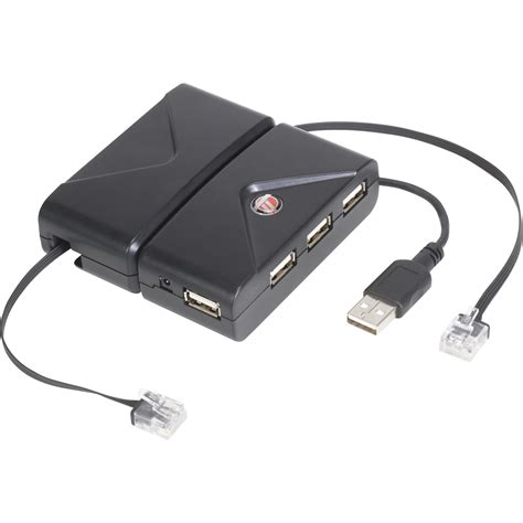 Travel USB 2.0 4-port Hub with Ethernet Cable - Black - ACH77US: Hubs and Adapters: Targus