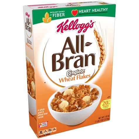 Kellogg's All-Bran Complete Wheat Flakes Breakfast Cereal, 18 Oz ...