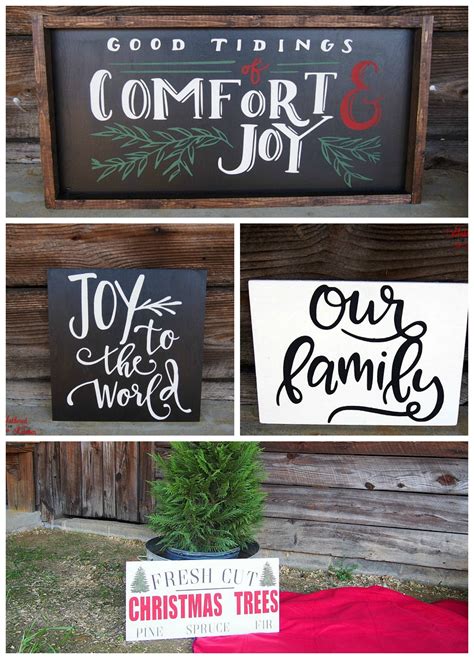 DIY Christmas Themed Winter Wooden Signs - Gathered In The Kitchen