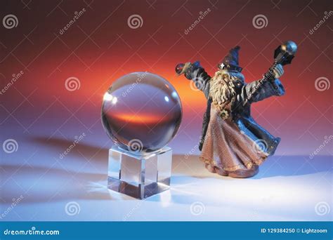 Wizard Figurine and Crystal Ball Stock Photo - Image of occult, fortune ...