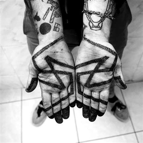 Dotwork Zig Zag tattoo on Palm | Best Tattoo Ideas Gallery