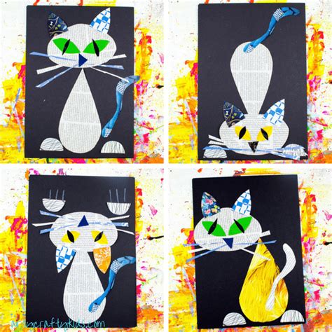 Cool Cat Newspaper Art Project for Kids - Arty Crafty Kids