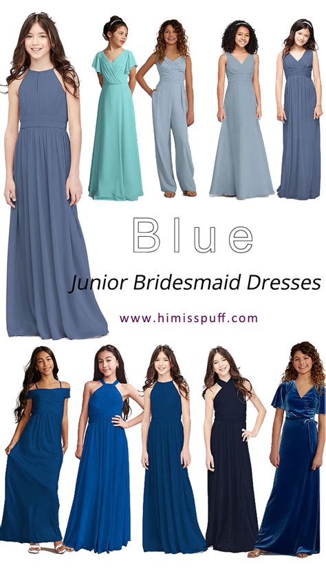 royal blue navy dusty blue junior bridesmaid dresses - Hi Miss Puff