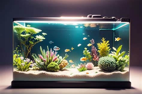 Premium Photo | A fish tank with a plant and a fish tank