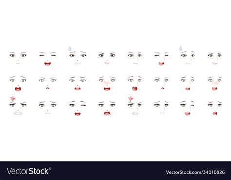 Manga male expression man emotions anime faces Vector Image