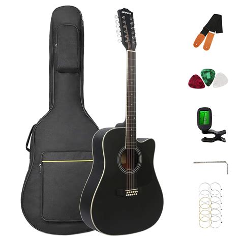 12 String Acoustic Guitar Cutaway,Adjustable Truss Rod Full Size Bundle ...