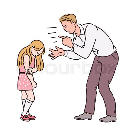 Angry father yelling at girl child. ... | Stock vector | Colourbox