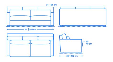 Vesper Queen Sleeper Sofa Dimensions & Drawings | Dimensions.com