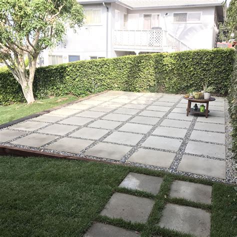 Large pavers used to create patio in backyard. Quick and easy alternative to building a full ...