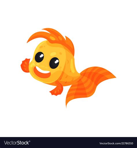 Cute smiling goldfish funny fish cartoon Vector Image