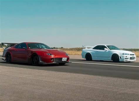 Nissan R34 Skyline GT-R Takes on Modified A80 Toyota Supra in Drag ...