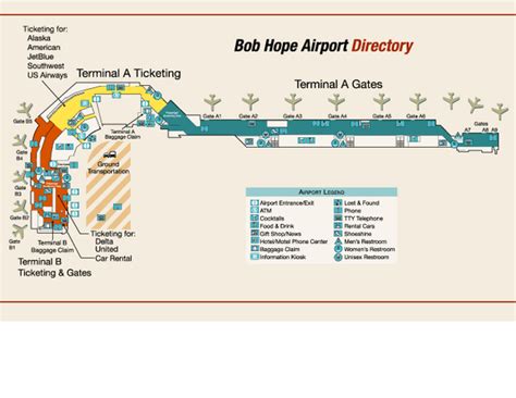 Burbank Bob Hope Airport Terminal Map - 2627 N Hollywood Way Burbank CA 91505 • mappery