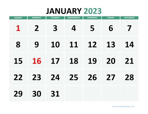 2023 Calendar Large Print - Printable Template Calendar