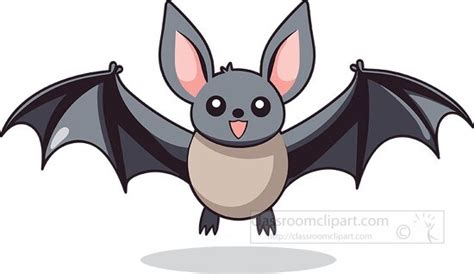 Bat Clipart-cartoon style cute bat with wings stretched out