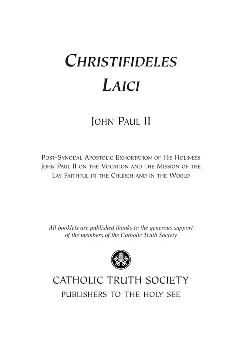 Christifideles Laici by Catholic Truth Society - Issuu