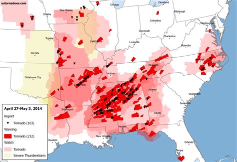 april27-may4-tornado-map - U.S. Tornadoes