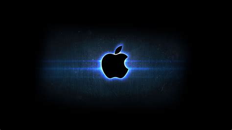 Apple Logo With Light In Blue Black Background HD MacBook Wallpapers ...