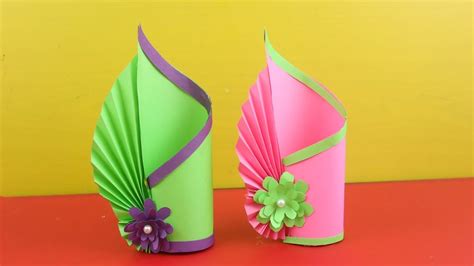 Easy Paper Flower Vase || How to Make A Flower Vase || Simple Paper Craft - DIY Paper Vase