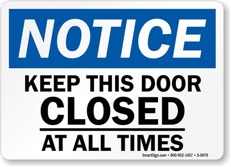 Keep Door Closed Sign Printable | Keep door closed sign, Printable ...