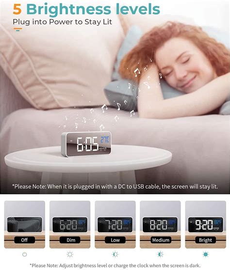 Digital Alarm Clock, with Large Led Temperature Display, Portable Alarm ...