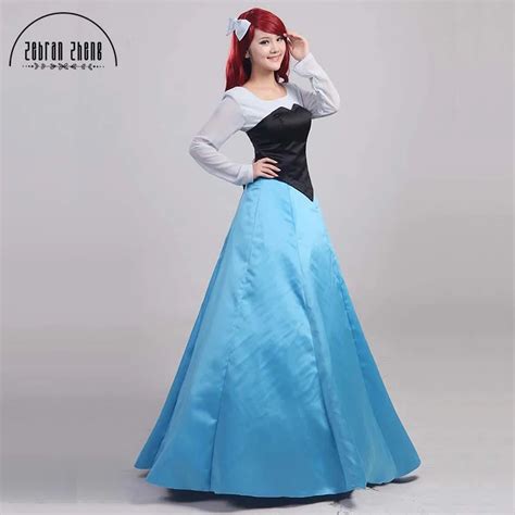 The Little Mermaid Ariel Blue Dress Princess Cosplay Costume For Women Halloween Costumes Dress ...