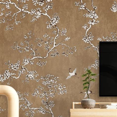 20.8x393.7 Inches Chinoiserie Wallpaper Oriental Trees Birds | Etsy | Wall mural decals ...