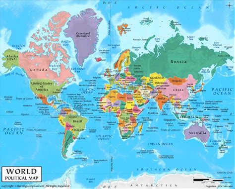 Map Of The World Continents Labeled