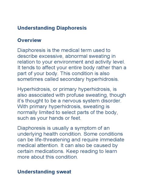 Understanding the Causes and Symptoms of Diaphoresis | PDF ...