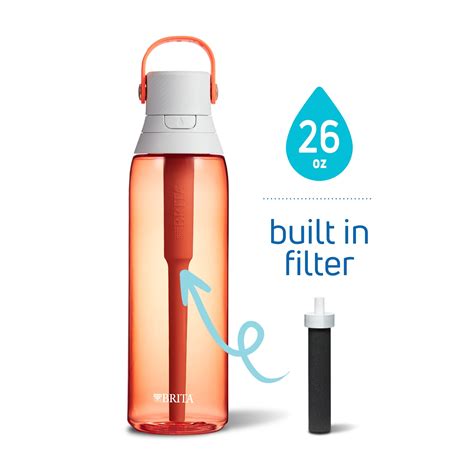 Brita 26 Ounce Premium Filtering Water Bottle with Filter - BPA Free - Coral - Walmart.com ...