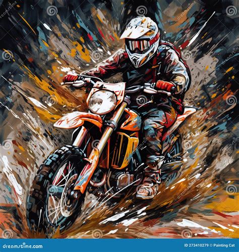 Dirt Bike Expressionist Art Style, Hand Drawn & Artistic Stock Illustration - Illustration of ...