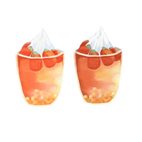 Hand Painted Milk Tea Ice Cream Texture Oil Painting, Food, Red, Strawberry PNG Transparent ...