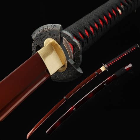 Red Katana Full Tang Red Printed Blade Real Katana Japanese Samurai ...