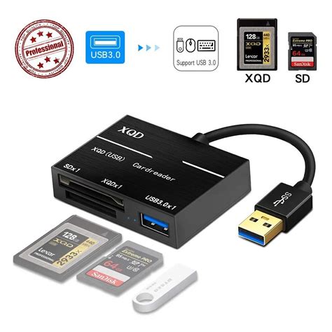 XQD SD Card Reader Adapter USB 3.0 Dual Slot Flash Memory Card Reader Connector High Speed ...