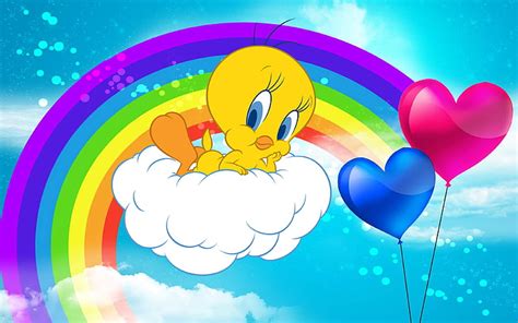 HD wallpaper: Tweety Bird Cartoon Graphics Pics Rainbow Background 3840×2400 | Wallpaper Flare