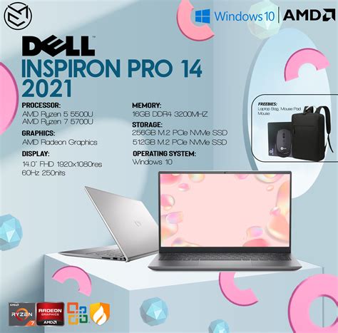 Dell Inspiron 14 Pro 5415- R1502S / R1602S 2021 Model 14" Ryzen 5 5500U 16GB RAM 256GB/ 512GB ...