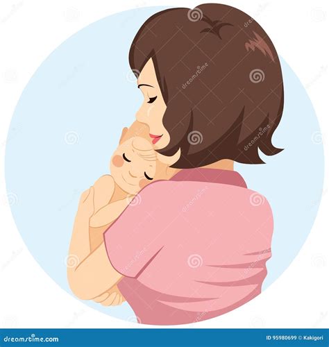 Mother Hugging Newborn Baby Stock Vector - Illustration of infant, family: 95980699