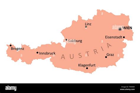 Austria isolated map on white background with some of the main cities Stock Vector Image & Art ...