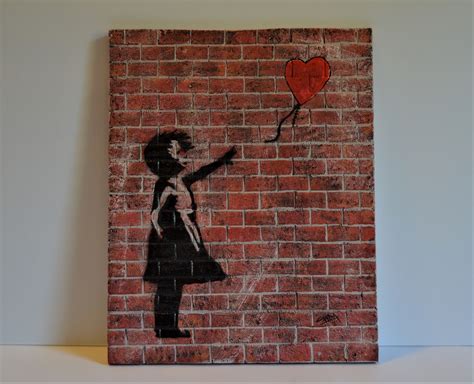 Banksy Style Graffiti Brick Wall Art Girl With Balloon - Etsy